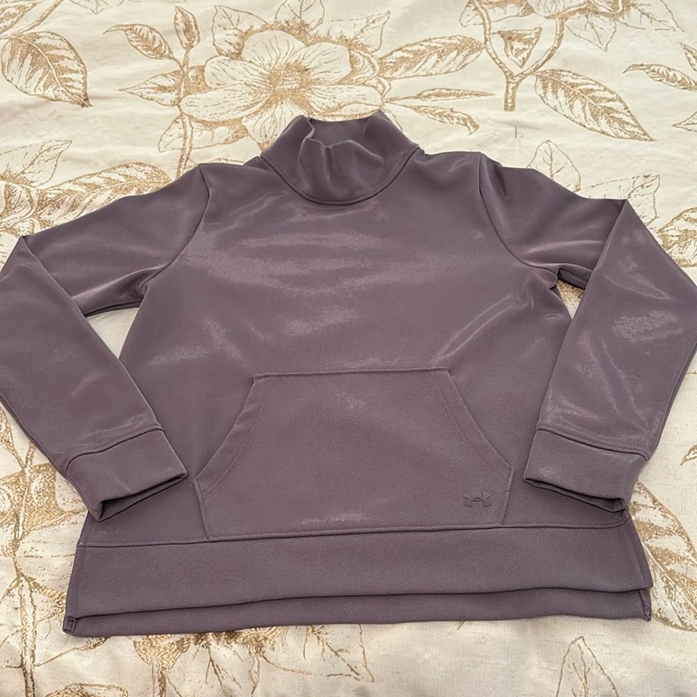 Under Armour Iridescent Metallic Mock Neck Sweatshirt Grey Small